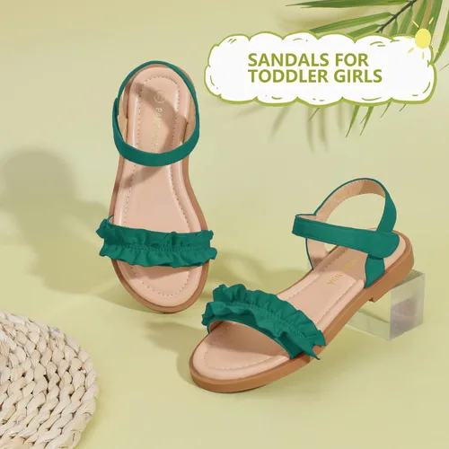 Miniatura 7 de PANDANINJIA Sandalias para niñas, puntera abierta, bonitos zapatos planos de princesa para niñas, zapatos de vestir brillantes de verano para bebés
