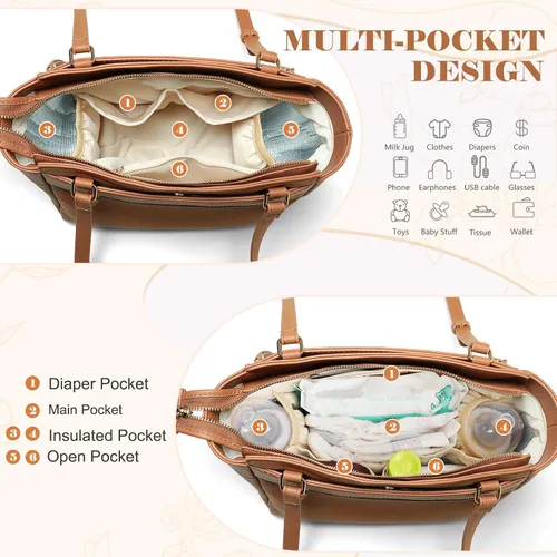 Miniatura 6 de Miss Fong - Bolso pequeño cruzado para pañales, bolsos cruzados para pañales, bolso para pañales con 7 bolsillos, 2 bolsillos aislados y correa