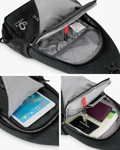 Miniatura 124 de WATERFLY Bolsa pequeña de senderismo: mochila cruzada para el pecho, mochila para hombres y mujeres con correa de hombro agradable a la piel