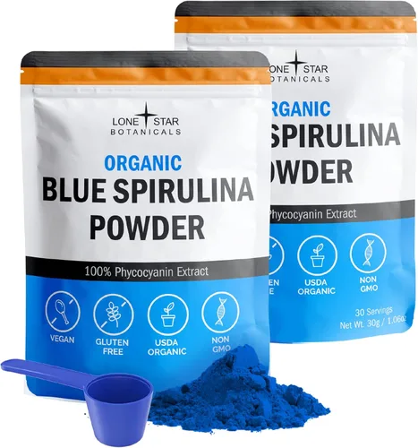 Polvo de espirulina azul orgánico, 100% puro superalimento de algas azul-verdes, sin olor a pescado, colorante natural para batidos y bebidas