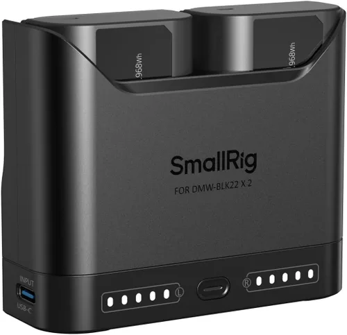 SMALLRIG DMW-BLK22 - Juego de baterías para cámara Panasonic, cargador de doble ranura de 22.5 W con baterías de 1940 mAh, compatible con Panasonic