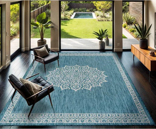 Miniatura 16 de CAMILSON Alfombra para exteriores, alfombras modernas para patios interiores y exteriores, tapetes de cocina y pasillo, alfombra lavable para porche