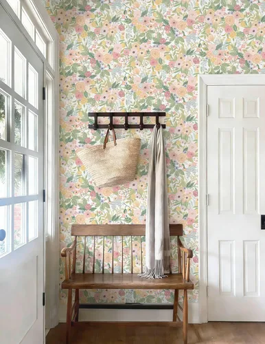 Miniatura 5 de Ismoon Papel tapiz de contacto floral rosa bohemio para despegar y pegar, 16.1 x 78.7 pulgadas, papel de pared autoadhesivo extraíble para gabinetes