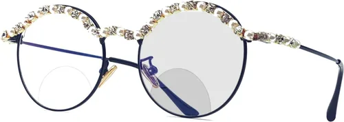 Miniatura 6 de Moda redonda bifocal gafas de lectura hombres sol fotocrómico marco de metal transición Presbicia hembra