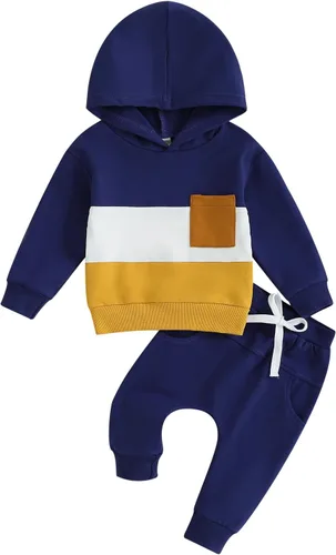 Miniatura 73 de Conjunto de ropa de otoño e invierno para bebé y niño, sudadera larga con capucha y pantalones para niños pequeños, 6, 12, 18, 24 meses, 2T