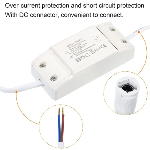 Miniatura 5 de PATIKIL 8-12W 280mA LED Driver, 2pcs AC 100-240V Salida 24-36V DC Conector hembra Constante corriente rectificador transformador fuente