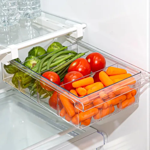 BINO | Organizador de Refrigerador Extraíble | THE HANGER COLLECTION | Organizador de Cajón de Refrigerador con 2 Divisores | Organizadores de