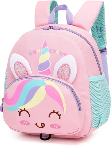 Mochila pequeña para niñas y niños, mochila para perschool con correa para el pecho, dibujos animados 3D, Unicornio, Linda mini mochila para niñas y