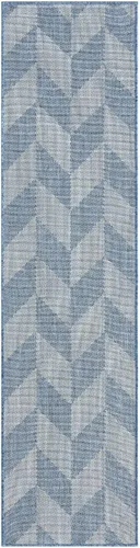 Miniatura 2 de Nicole Miller New York Patio Country Calla - Alfombra contemporánea de espiga para pasillo de interiores y exteriores, azul/gris, 1 pie y 9 pulgadas