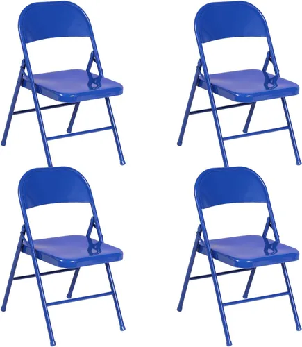Miniatura 16 de VECELO Paquete de 8 sillas plegables con marco de metal, asiento de acero con triple soporte para oficina en casa, ahorro de espacio sin montaje