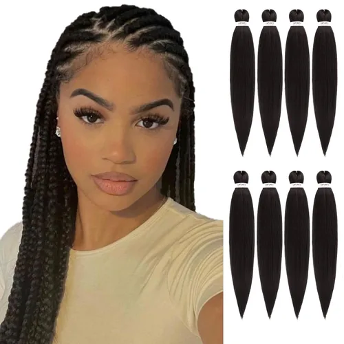 Miniatura 44 de Cabello trenzado preestirado - 12 pulgadas, 8 paquetes, cabello trenzado natural negro corto para trenzas torcidas o trenzas en caja, extensiones