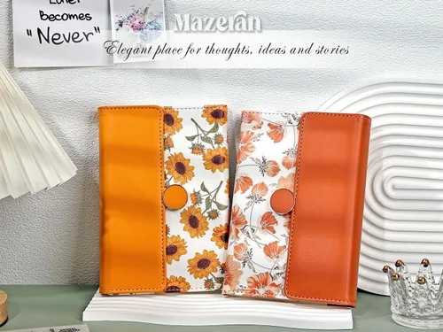 Miniatura 6 de Mazeran Diarios magnéticos florales, elegante tapa dura de piel sintética B6, cuaderno ejecutivo, diario de viaje, girasoles
