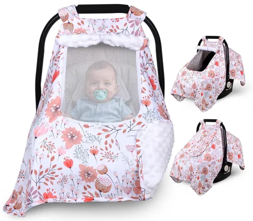 Funda para Asiento de Coche para Bebé, Fundas para Asiento de Coche para Bebé con 2 Capas, Ventanas con Cremallera Transpirables, Funda para Asiento