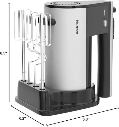 Miniatura 8 de Mezclador de mano eléctrico de 600 W, 10 velocidades, potente con mezclador de mano Turbo para hornear torta cocina mezclador con batidores, batir