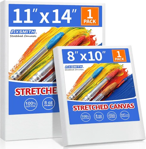 Miniatura 8 de FIXSMITH Lienzo blanco estirado de 12 x 16 pulgadas, paquete a granel de 8, imprimado, 100 % algodón, perfil de 5/8 pulgadas, paquete de gran valor