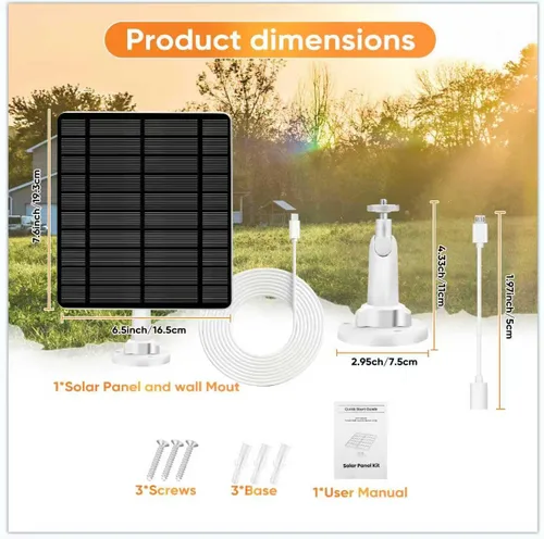 Miniatura 6 de Panel solar compatible con puerto USB tipo C de cámara anular, con cable de 9.8 pies, para Spotlight Cam Plus/Pro (batería) Stick Up Cam/Pro