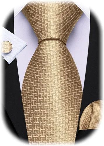 Miniatura 237 de Barry.Wang Juego de corbatas para hombre, corbata de seda a rayas, tejido a cuadros, gemelos formales, negocios, boda