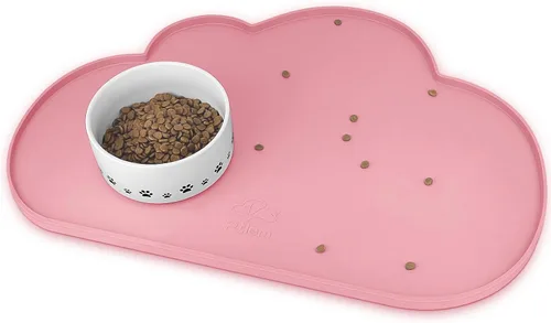 Miniatura 10 de Ptlom - Alfombrilla de silicona para alimentación de mascotas para perros y gatos, alfombrilla para comedero con bordes altos, antideslizante, Beige
