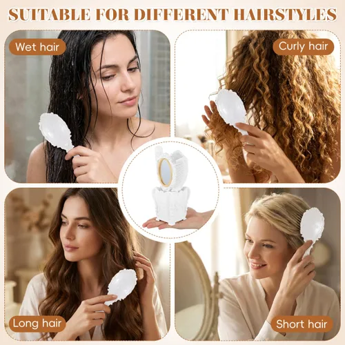 Miniatura 3 de minkissy Juego de cepillos de pelo decorativos de salón con soporte de almacenamiento, cepillo de paleta desenredante para mujeres, hombres y niños