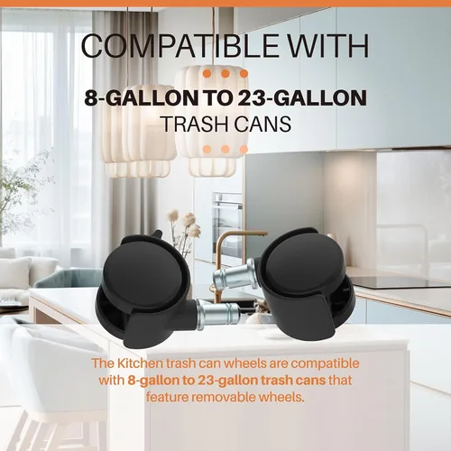 Miniatura 4 de 4 piezas de basura móviles de repuesto para botes de basura de 8 a 23 galones, para latas de basura de acero inoxidable