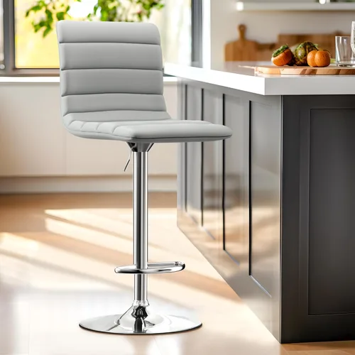 Miniatura 4 de NicBex Taburetes de bar giratorios modernos de piel sintética ajustables, taburetes de bar para isla de cocina, juego de 2, (color gris)