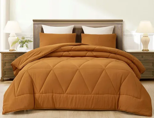 Miniatura 2 de Chezmoi Collection Rory - Juego de edredón de microfibra acolchada triangular de 2 piezas, ropa de cama geométrica ligera lavada suave, individual