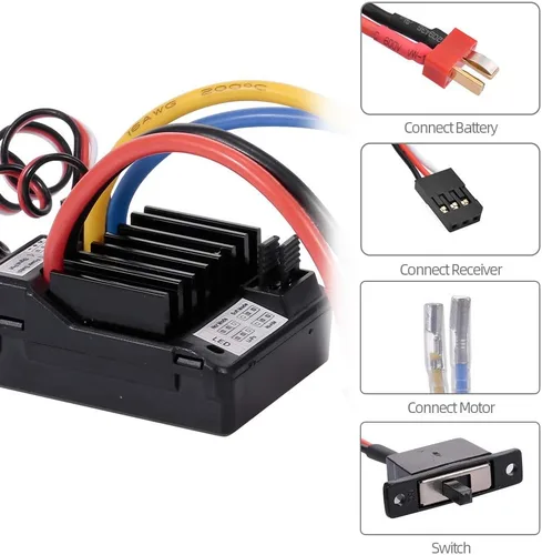 Miniatura 7 de GoolRC AX-D60A 60A impermeable cepillado ESC controlador electrónico de velocidad para 1/10 RC Car Off-Road Truck RC Boat RC Boat 2S LiPo 6-8S NiMh
