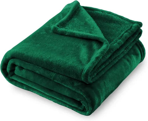 SOCHOW Manta de franela de forro polar, tamaño individual, para todas las estaciones, ligera, súper suave y acogedora para cama o sofá, color verde