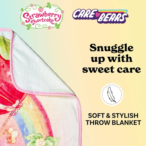 Miniatura 4 de Silver Buffalo Care Bears and Strawberry Shortcake - Manta de forro polar de 45 x 60 pulgadas, manta suave y acogedora, 250 GSM