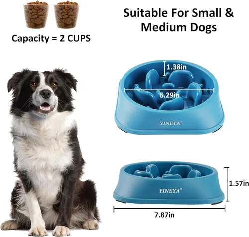 Miniatura 5 de YINEYA Cuencos de Alimentación Lenta para Perros, Suministros para Mascotas Que Ralentizan la Alimentación, Cuencos para Comida de Mascotas, H - azul