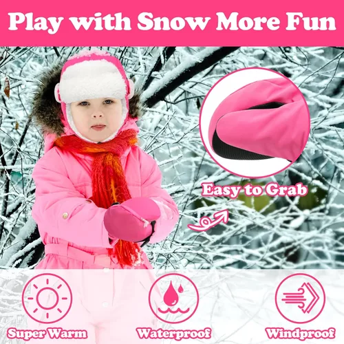 Miniatura 4 de Sarfel Guantes impermeables para niños pequeños, guantes de esquí, guantes de nieve, guantes para bebé, Thinsulate 1-7 años