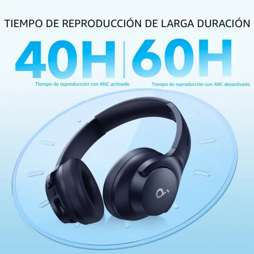 Miniatura 5 de Soundcore by Anker Q20i Auriculares híbridos con cancelación activa de ruido, Bluetooth inalámbrico supraaurales, 40H de reproducción larga con ANC