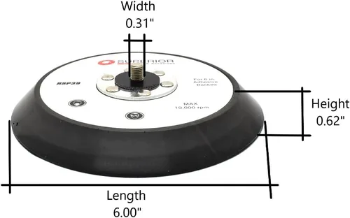 Miniatura 6 de Almohadillas y abrasivos superiores RSP33 de 5 pulgadas de diámetro – 5/16 pulgadas – 24 UNF almohadilla de gancho y bucle roscado con 5 agujeros