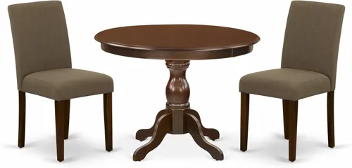Miniatura 15 de East West Furniture HBAB3-ABK-24 Hartland - Juego de habitación de 3 piezas que contiene una mesa de comedor redonda con pedestal y sillas tapizadas