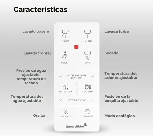 Miniatura 3 de SmartBidet SB-1000 - Asiento para bidé eléctrico con mando a distancia, con calefacción electrónica, secador de aire caliente y función de lavado