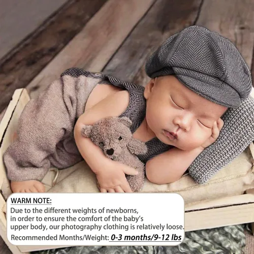 Miniatura 4 de Ylsteed Trajes de sesión de fotos para niño recién nacido, 2 piezas, trajes de fotografía para bebé niña, accesorios de fotografía para bebé, traje