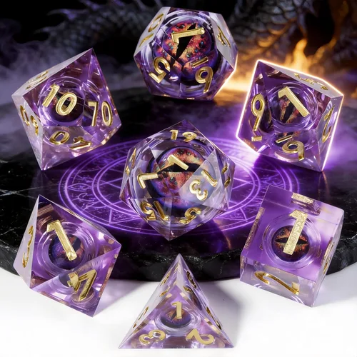 Miniatura 11 de Mini Planet Poliédrico MTG Sharp Edge Liquid Core Dungeons and Dragons RPG Resina Hecho a Mano 7Pcs DND Juego de dados