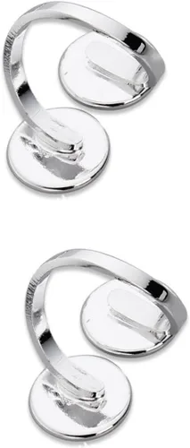 Miniatura 8 de EXCEART 10 piezas de soporte de anillo ajustable base de anillo bandeja de anillo soporte redondo en blanco base de cabujón bandeja de servir