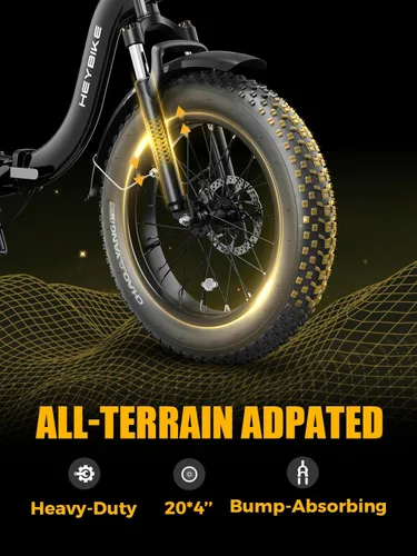 Miniatura 5 de Heybike Ranger 2.0 Foldable Electric Bike for Adults, 20"*4 Fat Tire Ebike with 1400W Peak Motor, 28 MPH Max Speed, 600Wh Removable Battery, Up to