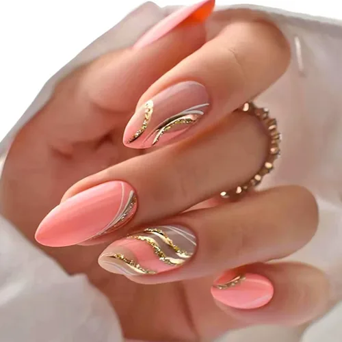 Miniatura 17 de Uñas postizas a presión marrón café, uñas postizas medianas de almendra, color sólido, cobertura completa, uñas postizas artificiales brillantes