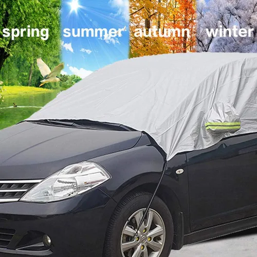Miniatura 5 de JSCARLIFE Cubierta de media cubierta de automóvil impermeable, cubierta de nieve para parabrisas impermeable, resistente al viento, a prueba