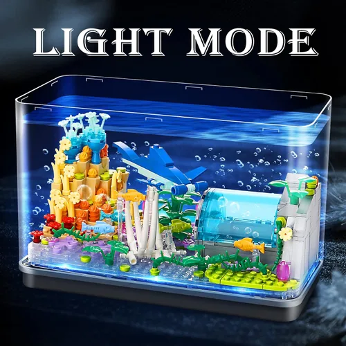 Miniatura 5 de Bibilock Bloques de construcción de pecera, bloques de construcción de acuario ideales creativos (puede añadir efectos de luz de agua y carga)