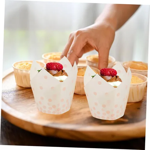 Miniatura 6 de 50 piezas para tartas y muffins, soportes para cupcakes rosa, pergamino, forros para magdalenas, forro de mousse, para hornear, tazas de yogur