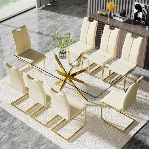 Miniatura 35 de yeag Juego de Sillas de Comedor Modernas de 2 Unidades, Sillas de Cocina y de Sala de Estar con Respaldo Alto, con Patas de Metal Cromado Dorado