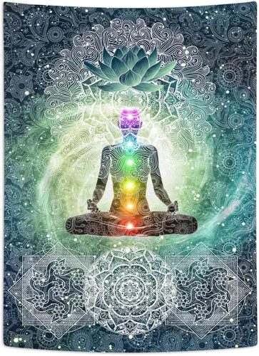 Miniatura 9 de DYNH Tapiz de Chakra, Tapiz de Yoga Meditación de Siete Chakras Zen Decorativo para Colgar en la Pared para Dormitorio, Tapices Espirituales Hippie