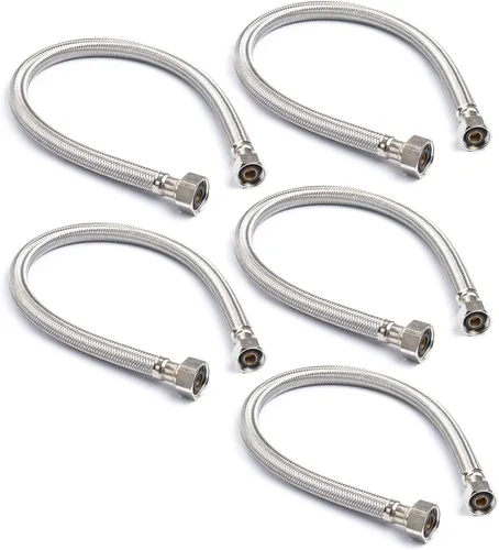 Miniatura 9 de Kit de instalación universal para lavavajillas, compresión de 3/8 pulgadas, manguera de acero inoxidable trenzada de 5 pies de largo + codo