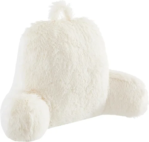 Miniatura 9 de Urban Lifestyle Almohada decorativa y de apoyo para cama de lectura, pelo largo ultra suave, de pelo sintético, reverso a tela de visón, color negro
