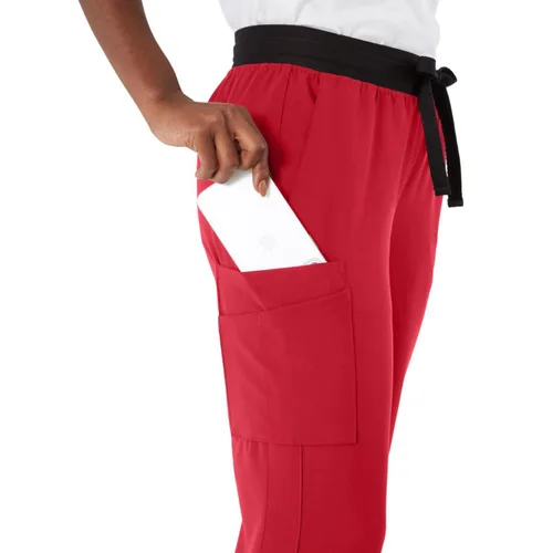 Miniatura 73 de ave. Varick - Pantalón médico de tiro medio para mujer, pierna recta, seis bolsillos, color azul caribeño, talla S