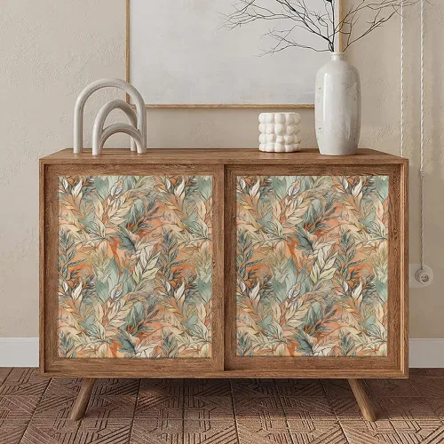 Miniatura 5 de Papel Tapiz Boho de Acuarela con Hojas Naranja/Amarillo/Verde de Otoño Vintage Despegar y Pegar Fácil de Quitar Papel de Contacto Adhesivo