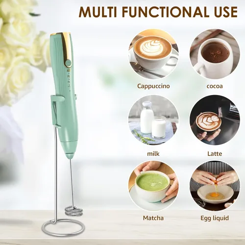 Miniatura 6 de Potente espumador de leche de mano, batidora de bebidas, máquina de espuma eléctrica recargable, espumador de café, batidora de mano, para café